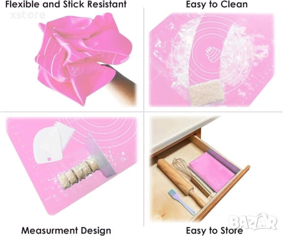 Силиконова постелка за печене, точене и месене, снимка 2 - Други стоки за дома - 52699046