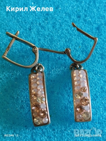 Луксозни сребърни обеци с розов опал красив стилен дизайн 40085