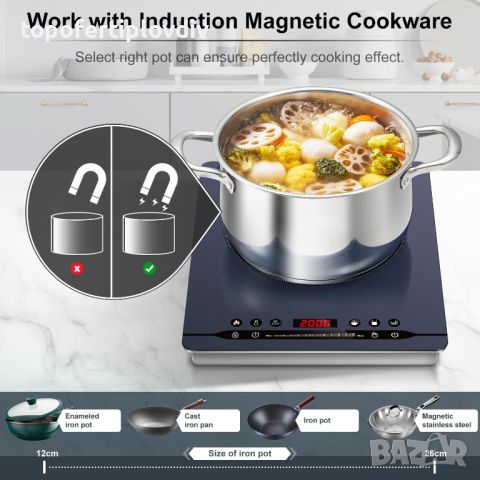 Индукционен котлон AMZCHEF Single Induction Hob 2000 W,Ново, снимка 7 - Котлони - 46620679