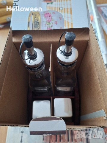 Оливерник на дървена поставка 5 части , снимка 4 - Прибори за хранене, готвене и сервиране - 53061854