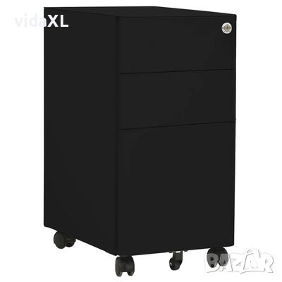 vidaXL Мобилен офис шкаф, черен, 30x45x59 см, стомана(SKU:335984, снимка 1 - Шкафове - 45886964