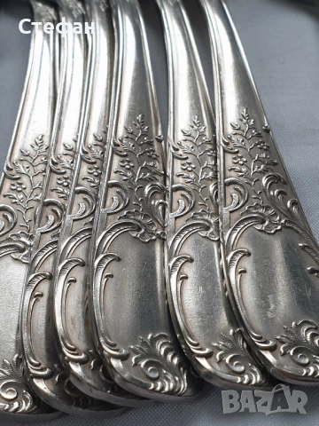 Комплект посребрени прибори, снимка 6 - Антикварни и старинни предмети - 52451821