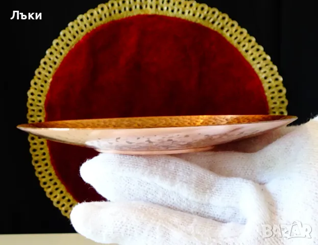 Десертна медна чиния,кована чиста мед. , снимка 2 - Антикварни и старинни предмети - 50276760