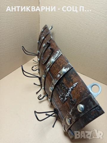 Стара Ръчно Изработена Дървена Закачалка От Дъбово Буре., снимка 4 - Антикварни и старинни предмети - 50991435