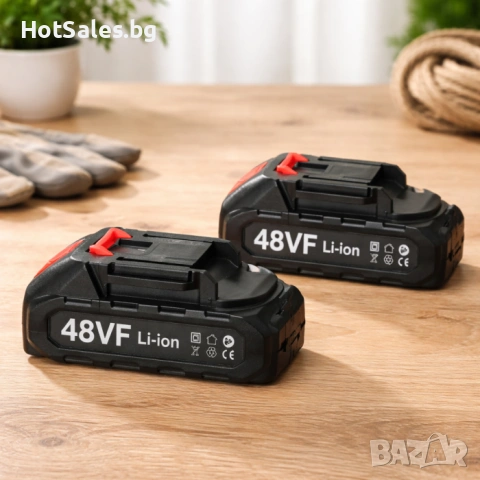 Акумулаторен трион UKC 48V – Компактна 6″ верижна резачка с 2 батерии, снимка 2 - Градинска техника - 54029474