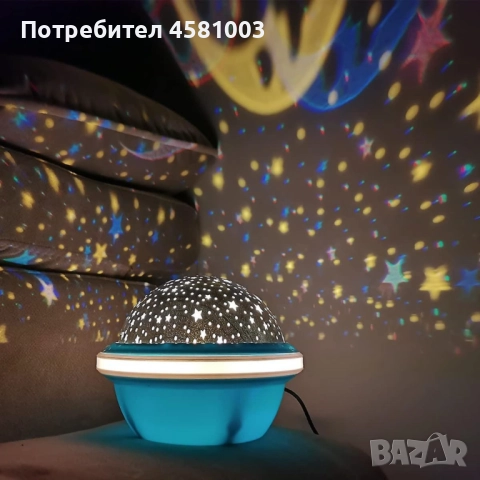 Цветна LED нощна лампа НЛО проектор със звездно небе за датската стая и спокоен сън., снимка 4 - Лед осветление - 52458889