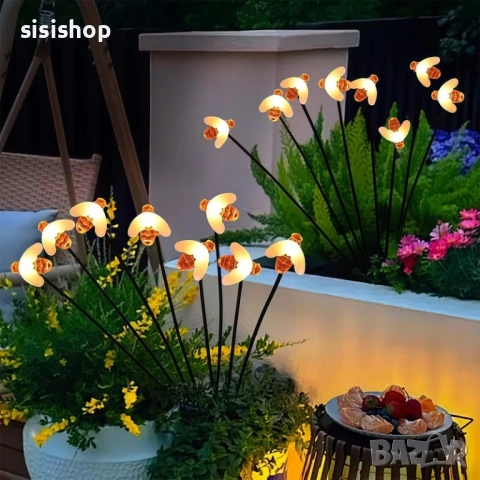 Соларни LED лампи за декорация „Пчелички“ – 10 броя в комплект, водоустойчиви 4987, снимка 4 - Декорация за дома - 54070760