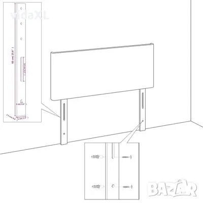 vidaXL Горни табли за легло, 2 бр, черни, 80x5x78/88 см, плат（SKU:346062）, снимка 4 - Спални и легла - 49150225