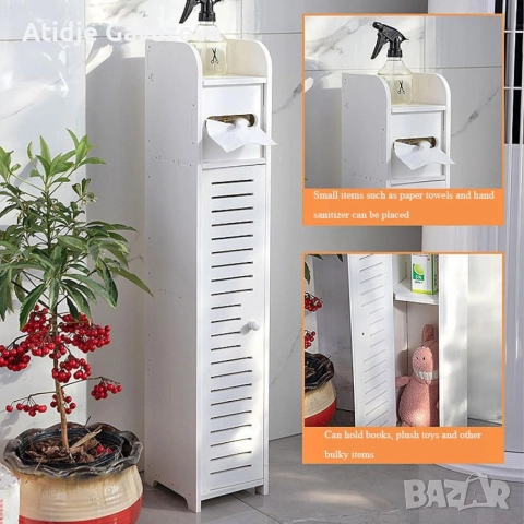 Водоустойчив шкаф за баня,ултра тънък рафт за съхранение,подходящ за малки пространства, снимка 4 - Шкафове - 52823227