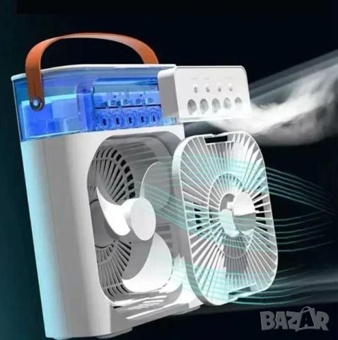 Мини Климатик 3в1 Преносим Охладител на Въздуха с Вентилатор и Овлажнител с 3D LED Светлинни Ефекти, снимка 4 - Климатици - 46202334