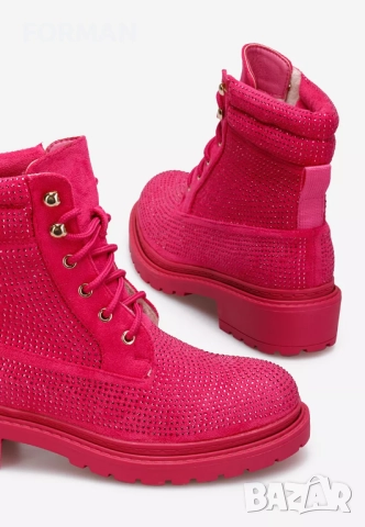 Кубинки в цикламени камъчета, снимка 5 - Дамски боти - 52844069