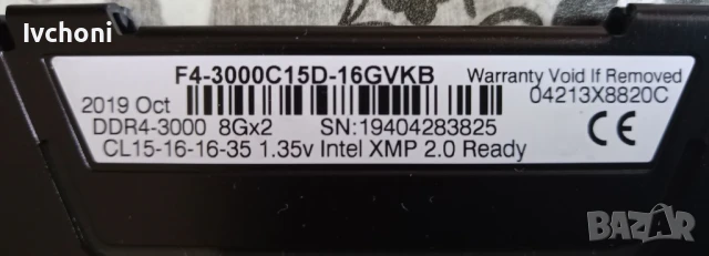 Рам памет -G.SKILL RIPJAWS V DIMM KIT 16GB F4-3000C15D-1  6GVRB 4бр.300лв., снимка 3 - RAM памет - 46383085