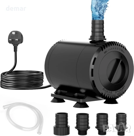 Потопяема водна помпа SMOOL 2000L/H 35W с 3-метров кабел, 4 вендузи и 3 дюзи (19/22/25 мм)