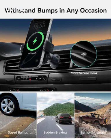 INIU Mag-safe зарядно за кола, Qi2 сертифицирано ултрастабилно безжично зарядно, 15W, лилаво, снимка 4 - Аксесоари и консумативи - 50001763