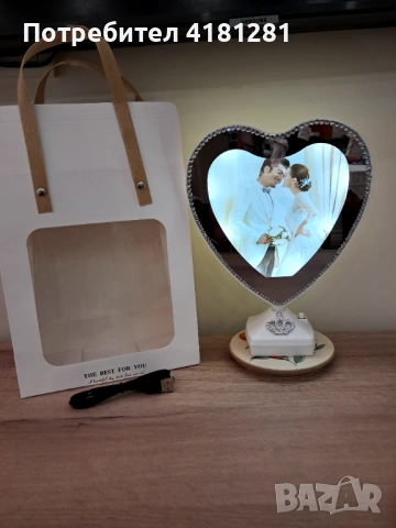 Магическо LED огледало със ваша снимка (Свети Валентин), снимка 2 - Други - 52950039