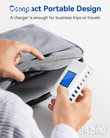 Ново Rsydmny 200W зарядно устройство - 8-портово USB C захранване, USB зарядна станция с LCD екран.., снимка 8 - Друга електроника - 52077972