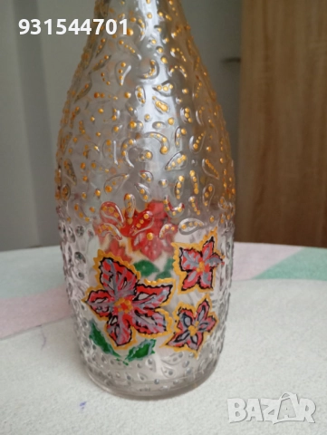 Ръчно изрисувано шише-ваза уникат , снимка 5 - Декорация за дома - 52990367