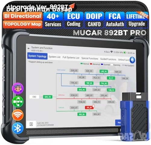 Нова MUCAR 892BT PRO AI OBD2 диагностика пълна система CAN FD DOIP кола сервиз