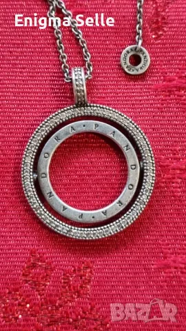 Сребърно колие Pandora, с въртящи се рингове, снимка 2 - Колиета, медальони, синджири - 50327448