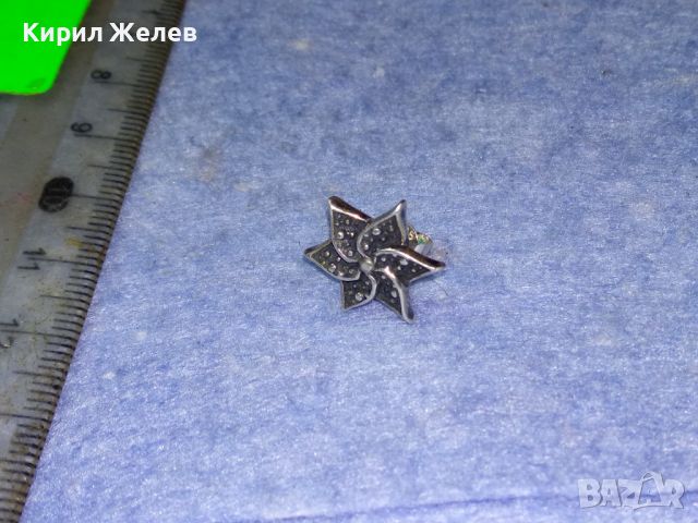 Красива флорална миниатюрна сребърна обеца оксидирано сребро 925 проба 43309, снимка 9 - Обеци - 45863059