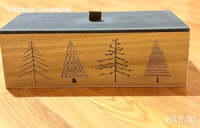 Декоративна дървена кутия с капак – стилна кутия за съхранение