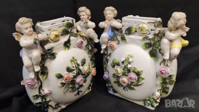 Две вазички на Sitzendorfer с маркировка, снимка 6 - Антикварни и старинни предмети - 45899594