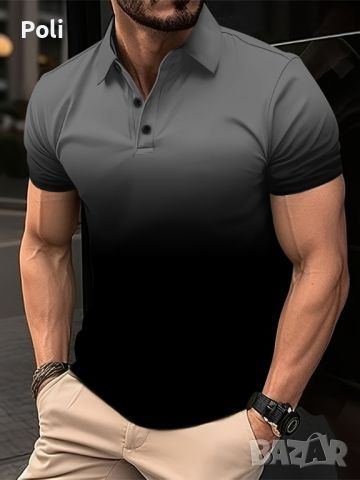 стилна мъжка тениска за лятото с къс ръкав  в градиентен цвят; голям размер., снимка 1 - Тениски - 45837243