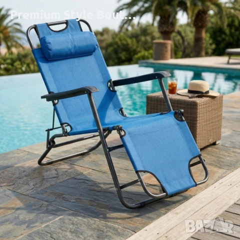 Сгъваем зелен шезлонг с възглавница - комфорт и релакс, снимка 4 - Други стоки за дома - 53923940