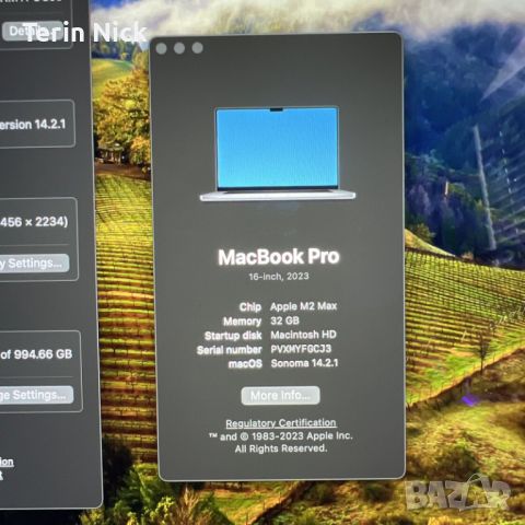 Apple MacBook Pro 16" 2023 M2 Max 32GB RAM, 1TB SSD. Доставка от Чехия., снимка 6 - Лаптопи за работа - 46218717