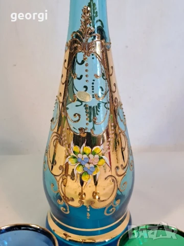 декантер със шест чаши Murano с 24к позлата уникат, снимка 8 - Сервизи - 50852254