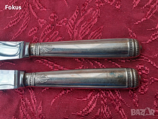 Стари антикварни посребрени луксозни ножове Christofle 2 бр., снимка 2 - Антикварни и старинни предмети - 53726677