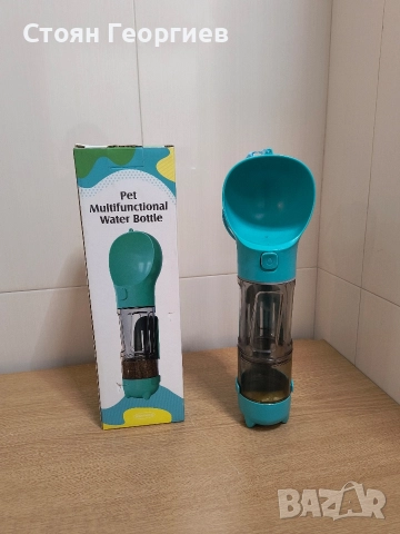 Преносим контейнер за домашни любимци, 4 в 1, ABS и PC, 300 мл, син 