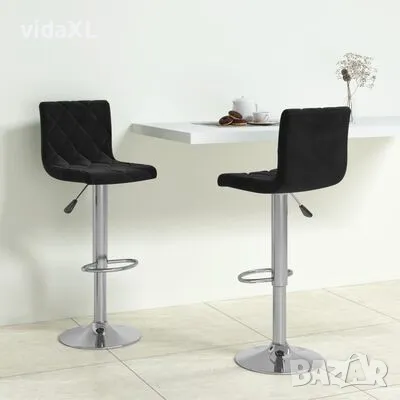 vidaXL Бар табуретки, 2 бр, черни, кадифе(SKU:333684), снимка 2 - Дивани и мека мебел - 48836581