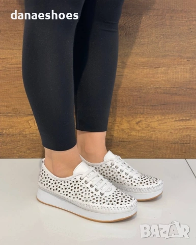 Дамски спортни обувки от естествена кожа с перфорация , снимка 6 - Дамски ежедневни обувки - 45355611