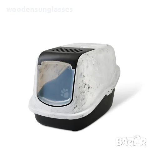 Голяма закрита котешка тоалетна с вратичка Savic Nestor Marble grey white cat toilet home A8100-MAGZ, снимка 14 - За котки - 48269964