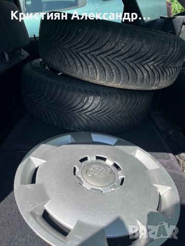 Зимни гуми Michelin Alpin 5, железни джанти Audi 4x108 195/65/15, снимка 4 - Гуми и джанти - 46742967