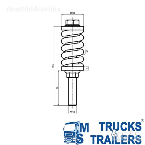 Пружинен болт M18x180 25860100, снимка 2 - Части - 49763376