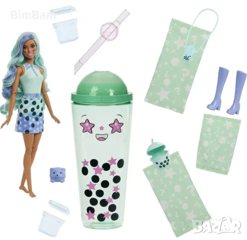 Оригинална ароматизирана кукла в чаша Barbie® Pop Reveal™Barbie - Green tea / Зелен чай / 8 изненади, снимка 2 - Кукли - 48266730