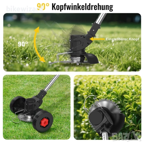 Безжичен тример за трева CONENTOOL 600W с 2 батерии по 2000Ah 21V НОВО, снимка 3 - Градинска техника - 53488953