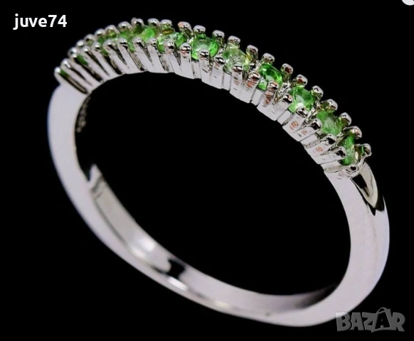 СРЕБЪРЕН ПРЪСТЕН С ЦАВОРИТ (ЗЕЛЕН ГРАНАТ)-КЕНИЯ, снимка 2 - Пръстени - 53884763