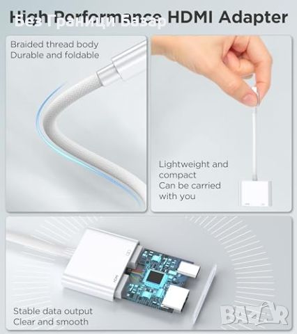 Нов 4K HDMI USB C Адаптер, Съвместим с MacBook iPhone Samsung Хъб, снимка 8 - Друга електроника - 45538196