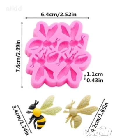 4 Пчела Пчели оса стършел силиков молд форма фондан шоколад декор торта украса, снимка 3 - Форми - 51673006