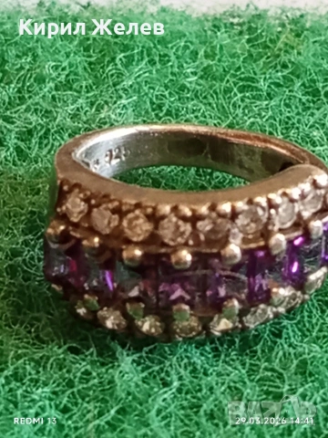 Изящен сребърен пръстен с ПЛАНИНСКИ КРИСТАЛ и АМЕТИСТ стил и елегантност 39230, снимка 6 - Пръстени - 54014760