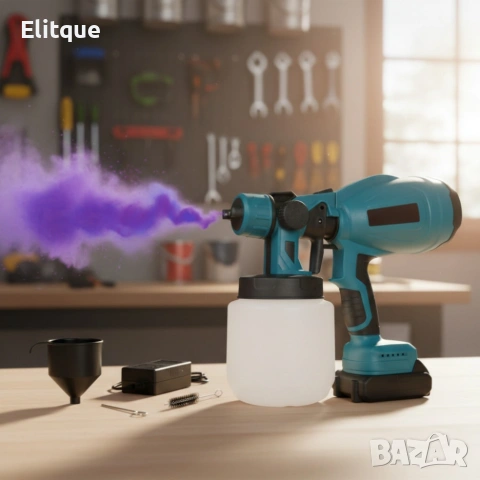 Акумулаторен и безжичен пистолет за боядисване с 2 батерии 21V, снимка 3 - Други стоки за дома - 53557097