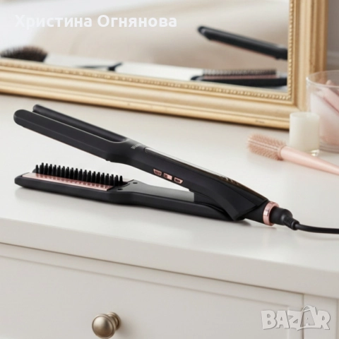 Преса за изправяне на коса с вграден насочващ гребен Muhler MHS-777, снимка 2 - Преси за коса - 52970717