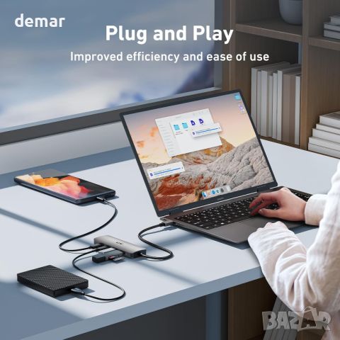 uni USB C хъб 10Gbps, USB C 3.2 Gen 2, 4 порта, снимка 5 - Кабели и адаптери - 46789038