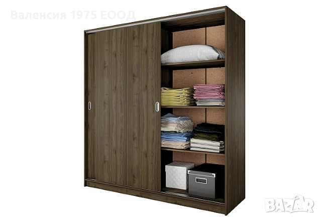 Гардероб с плъзгащи врати Сити 1009 комбинация бяло/ арвен, сонома или орех, снимка 13 - Гардероби - 46495311