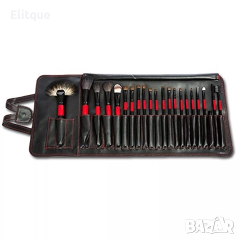 Комплект от 22 четки за грим в разгъваща се чантичка от естествена кожа  HZS83