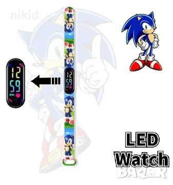 Led Соник Sonic детски часовник електронен тип гривна, снимка 2 - Детски - 45635559