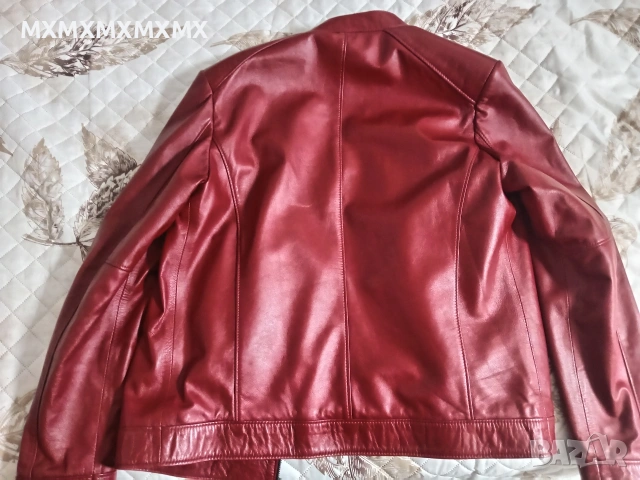 Продавам мъжко червено кожено яке от естествена кожа Размер 2XL, снимка 3 - Якета - 54105218